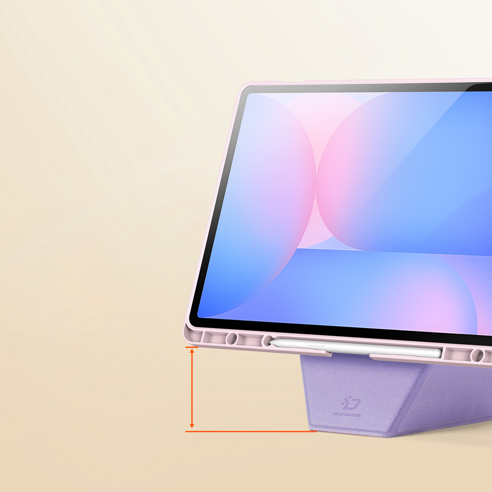 Складной чехол книжка розового цвета для Samsung Galaxy Tab S10 FE+, серия Vers Series от Dux Ducis, с магнитным держателем Pencil