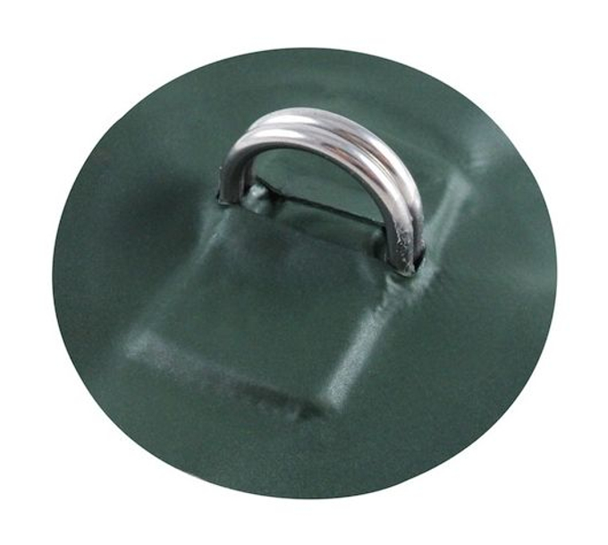 Кольцо D-образное двойное, малое, с зеленой накладкой