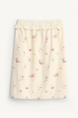 ZARA СТРУКТУРИРОВАННАЯ ЮБКА МИДИ С ПРИНТОМ - LIMITED EDITION, ЭКРЮ