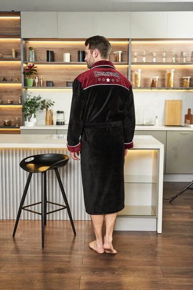 Халат мужской CHAMPIONS Черный/бордовый POLENS Турция