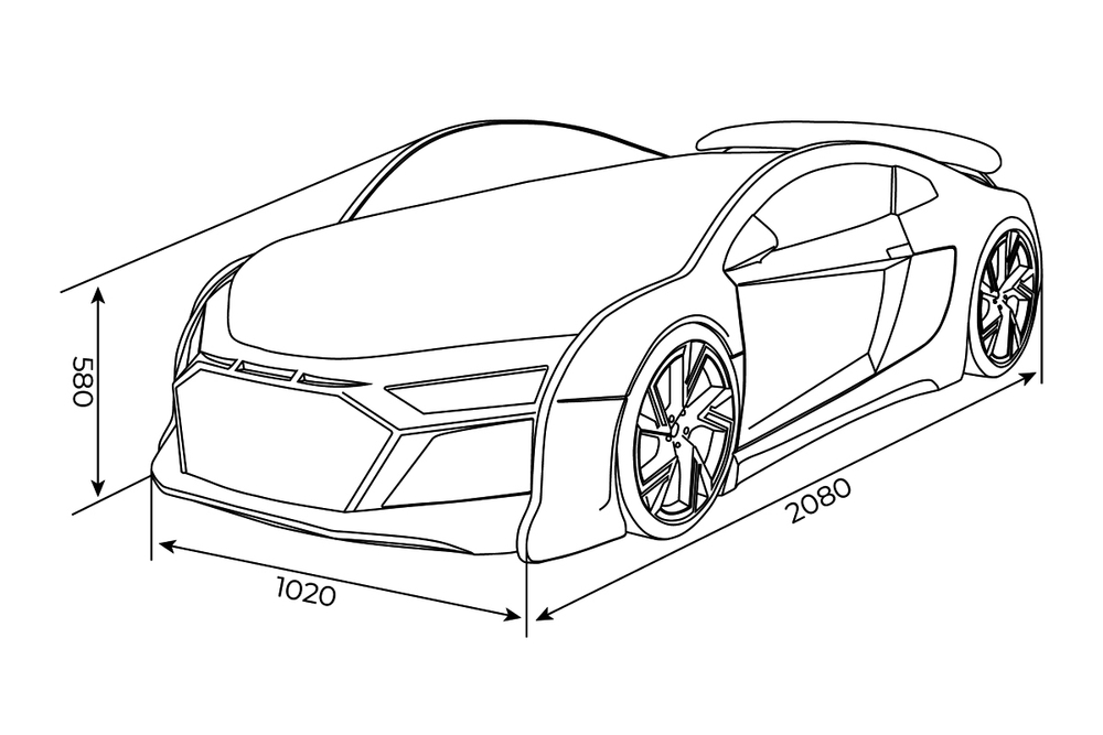 Кровать машина с матрасом N1 AUDI черная