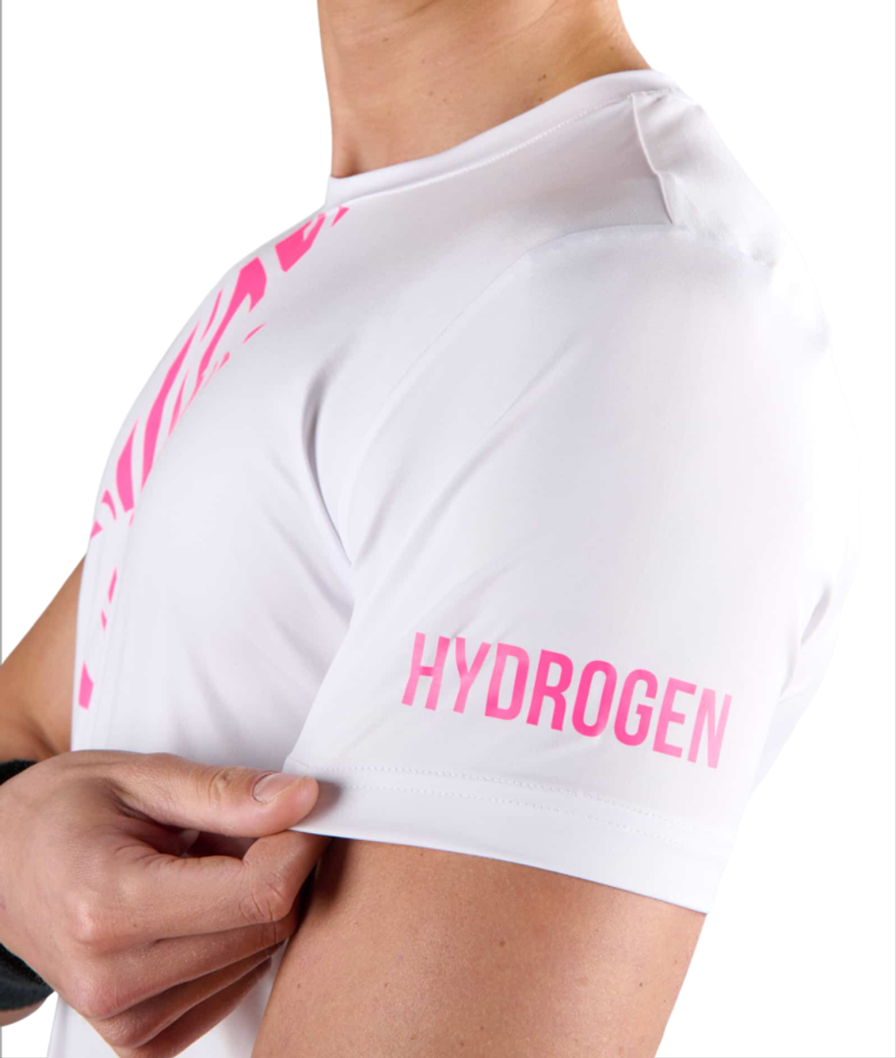 Мужская теннисная футболка Hydrogen Tiger Tech T-Shirt - white/fuchsia fluo
