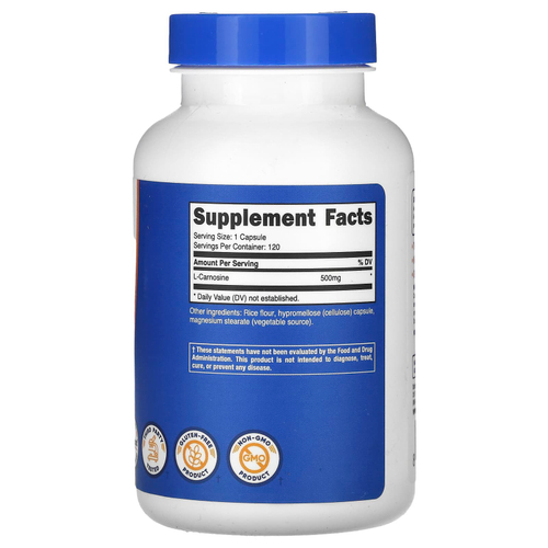 Nutricost, L-карнозин, 500 мг, 120 капсул