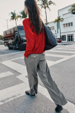 ZARA ШИРОКИЕ БРЮКИ «ГУСИНАЯ ЛАПКА», ЧЕРНЫЙ/ЭКРЮ