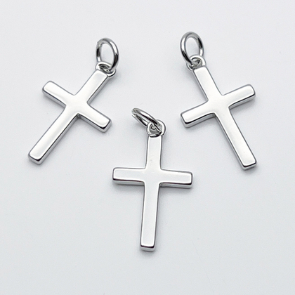 Подвеска Крест, цвет серебро (родий), размер 19*11 мм, цена за 1 шт