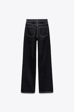 ZARA ДЖИНСЫ TRF WIDE LEG FULL LENGTH С ВЫСОКОЙ ПОСАДКОЙ, НАСЫЩЕННЫЙ СИНИЙ