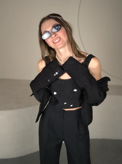 Жакет с ассиметричной застежкой из 100% шелка, подклад купро