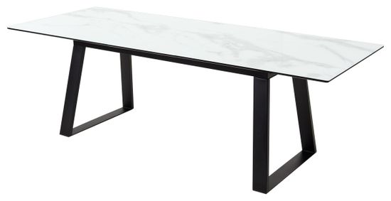 Стол Франк 180 БЕЛЫЙ МРАМОР, стекло / ЧЕРНЫЙ