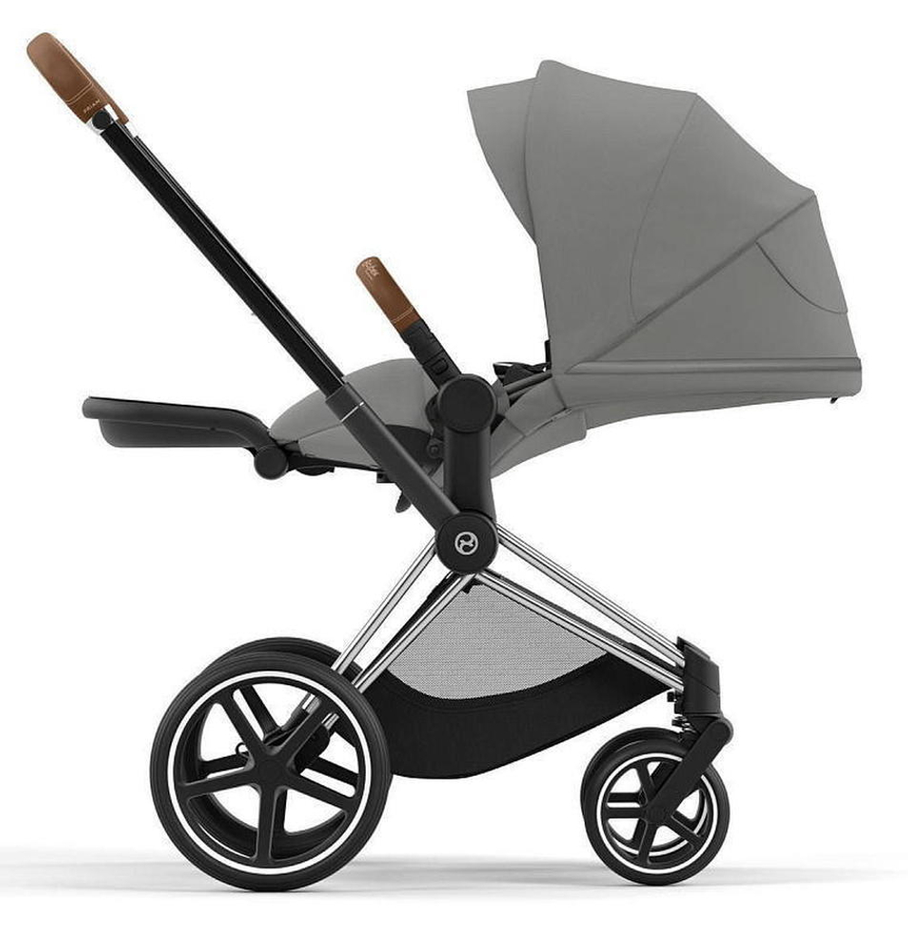 Коляска Cybex Priam IV Chrome Brown complete и автокресло Cloud G i-Size Fog Grey 3 в 1 Mirage Grey