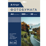 Фотобумага односторонняя Alingar, А4, 20 л., глянцевая, водостойкая, 260 г/м2