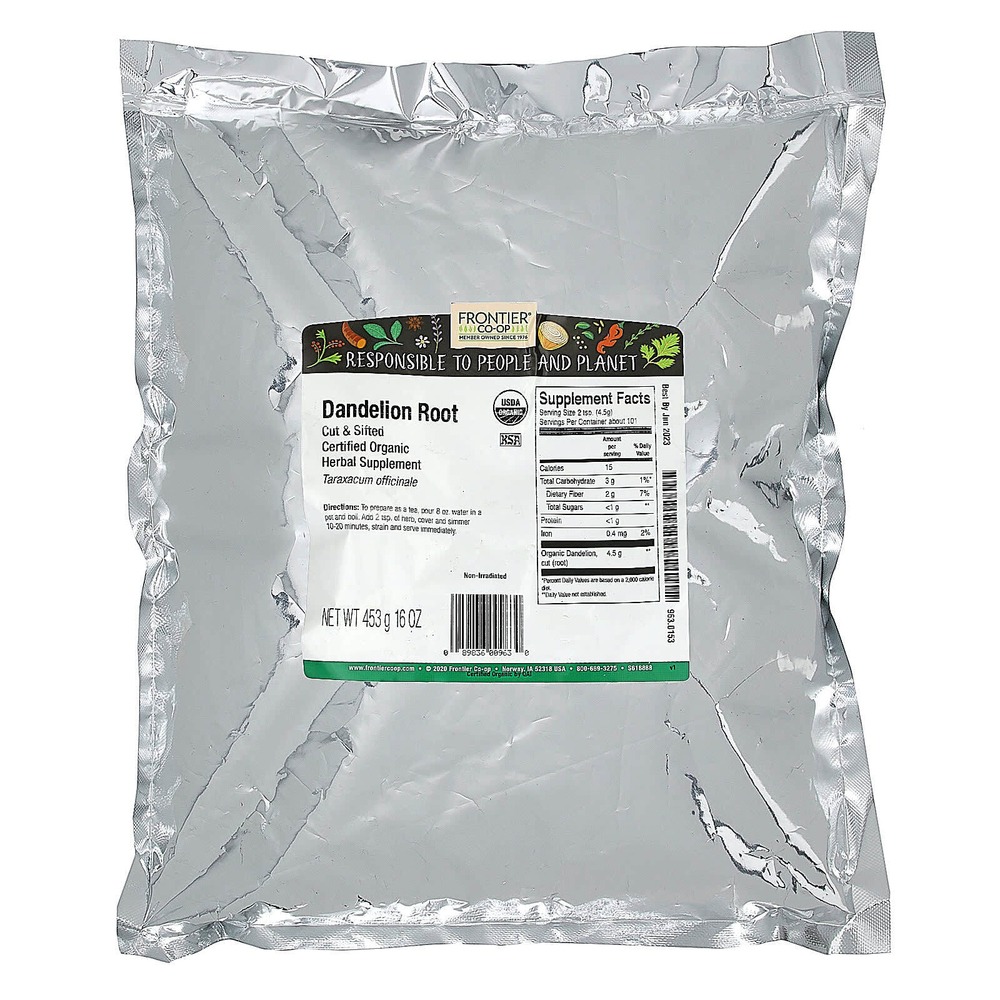 Frontier Co-op, органический нарезанный и просеянный корень одуванчика, 453 г (16 унций)