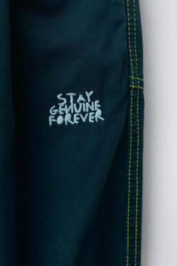 ZARA БРЮКИ BALLOON С ДЕКОРАТИВНОЙ ПРОСТРОЧКОЙ, НЕФТЯНОЙ