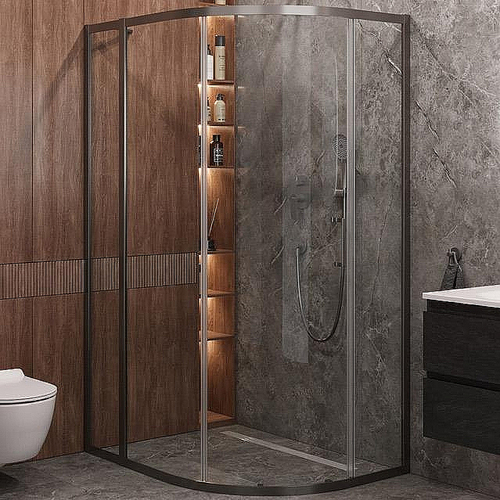 Душевой уголок Cezares Molveno 90x110 RH-1-110/90-C-GM-IV стекло прозрачное/профиль матовая оружейная сталь