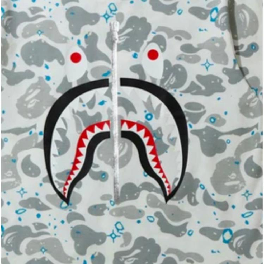 A Bathing Ape Space Camo Shark Tee серый белый