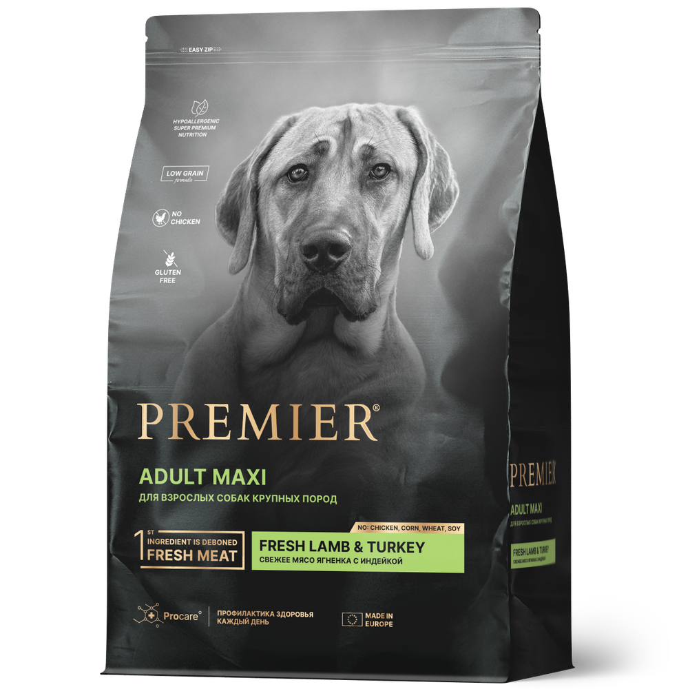 Premier dog lamb &amp; turkey adult maxi ягненка с индейкой для собак крупных пород