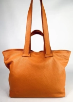 Женская сумка-шоппер из натуральной кожи оранжевого цвета