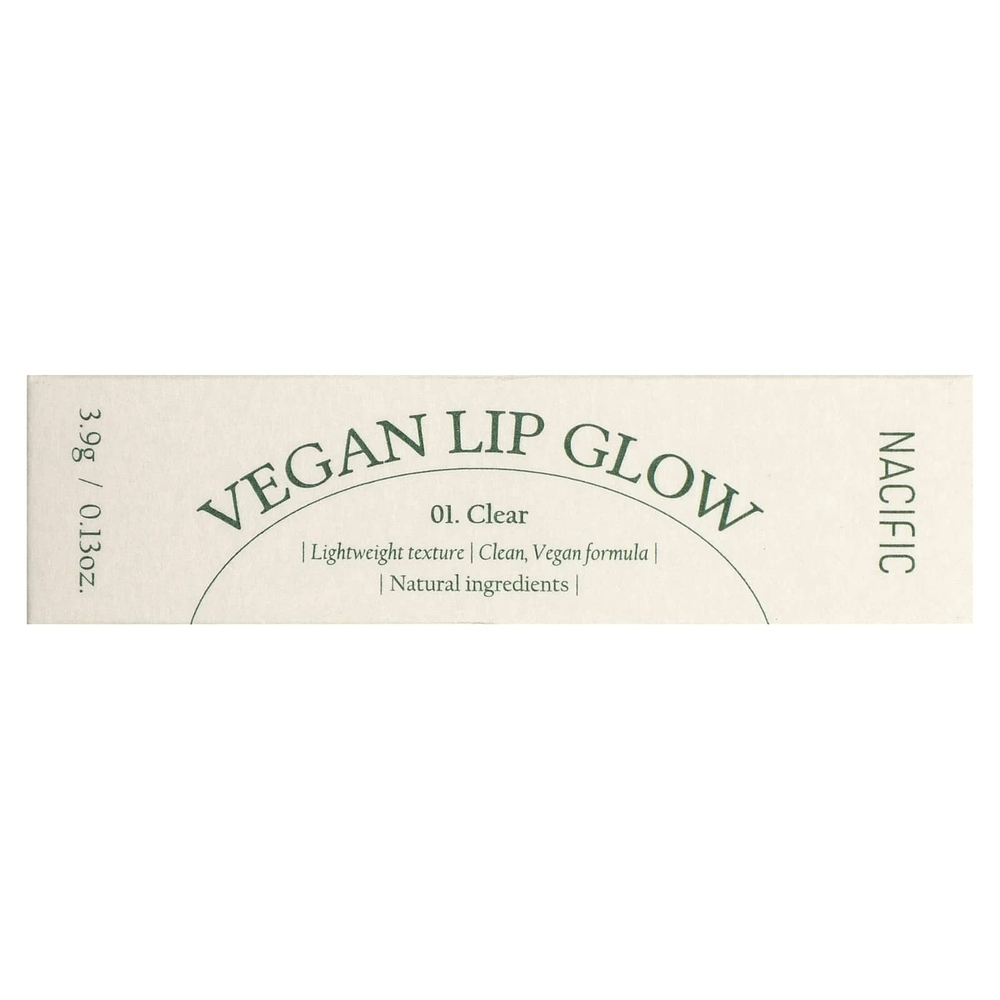 Nacific, Веганское сияние для губ, 01. Прозрачный, 3,9 г (0,13 унции)