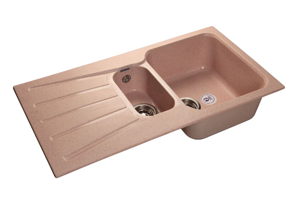 GRANFEST Мойка мрамор STANDART GF-S--940KL  1,5 чаши+крыло 940*495мм    розовый арт.GF-