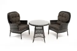 "Алиса" кофейный комплект из искусственного ротанга, цвет графит