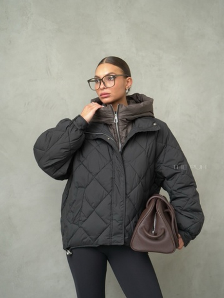 Черно-шоколадная куртка с манишкой