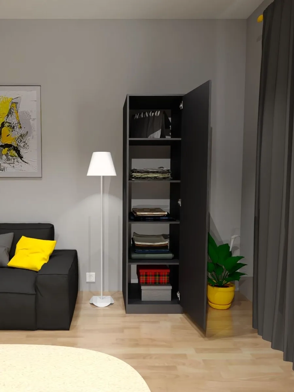 Шкаф-пенал "Тренто" однодверный с полками