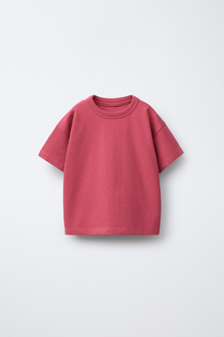 ZARA БАЗОВАЯ ФУТБОЛКА HEAVY WEIGHT, ФУКСИЯ