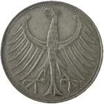 Germany, 5 Deutsche Mark 1956 – Munich Mint (D), AU