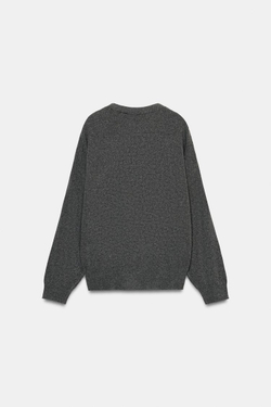 ZARA СВИТЕР С ГЛУБОКИМ ВЫРЕЗОМ, СЕРЫЙ