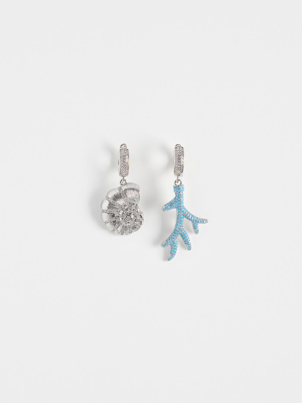 Серьги "Blue coral shell" Silver
