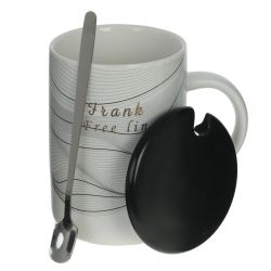 GAEM Кружка с крышкой и ложкой, 400 мл, L12 W8 H11,5 см, 4в.