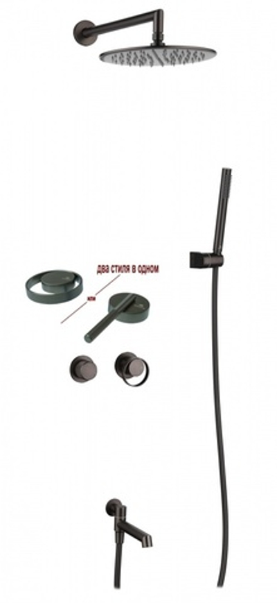 19165-Q Смеситель встраиваемый для душа с 3-функ. (ГРАФИТ) GANZER (6/1шт)