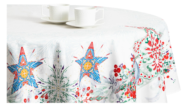 Скатерть 168см Mix&Match Home Счастливая звезда белая с принтом