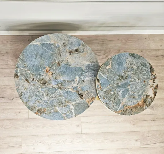 Комплект из 2 столиков 4279, керамика Amazon Green, латунь