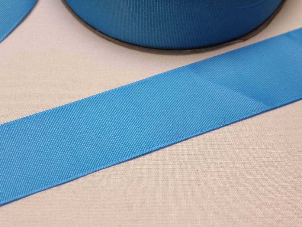 Лента репсовая однотонная 50 мм, длина 25 ярдов, цвет: голубой
