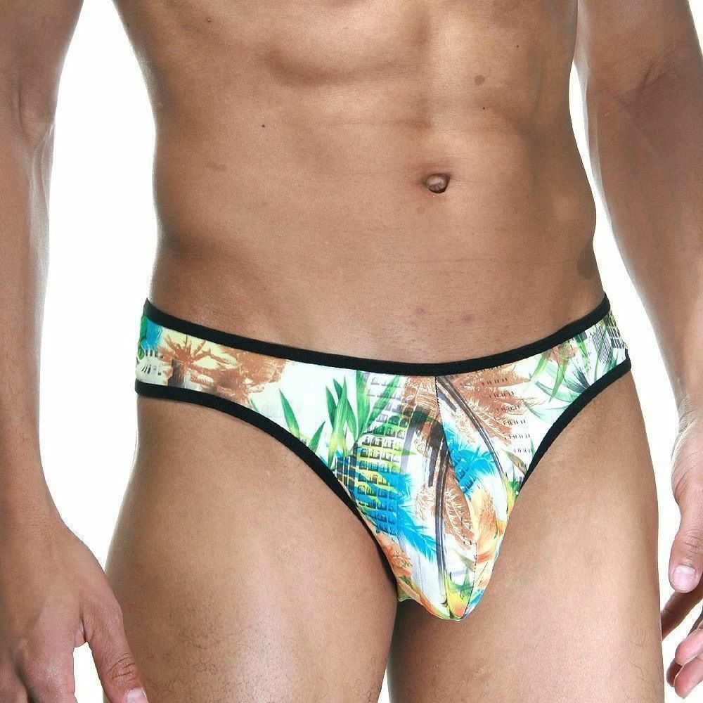 Мужские трусы стринги белые с цветочным принтом Cosmos Colors MM10_YG