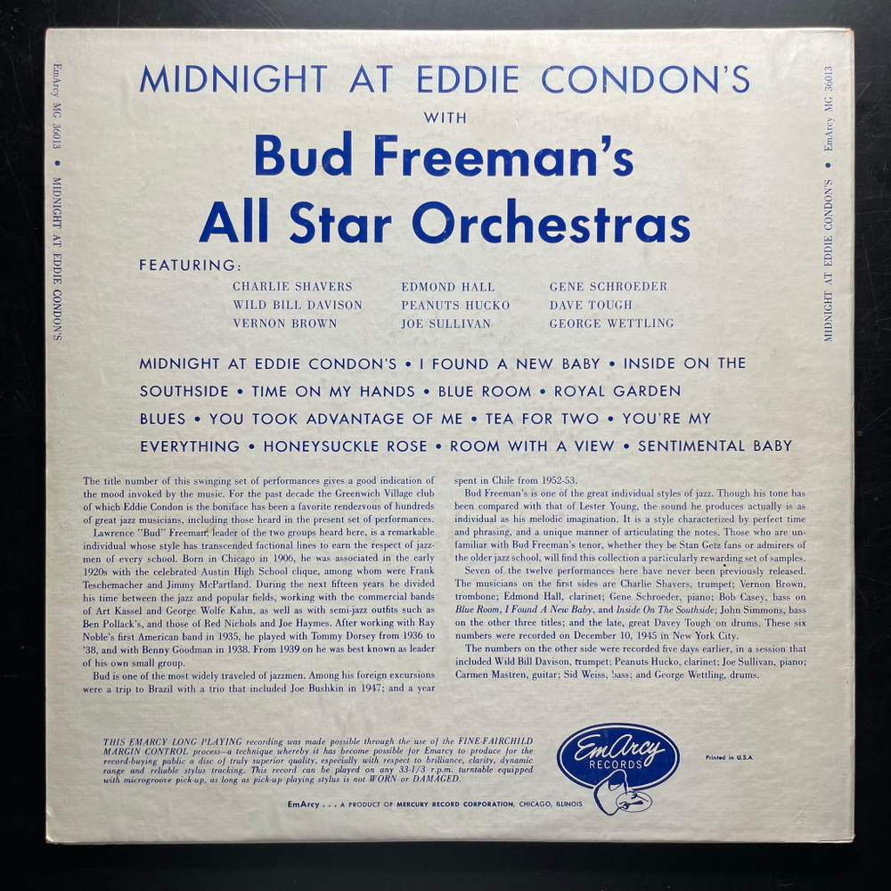 Bud Freeman's All Star Orchestra ‎– Midnight At Eddie Condon's (США 1955г.)