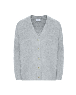 Кардиган на пуговицах из альпака светло-серый