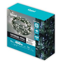ULD-S40000-4000-DGA WHITE IP20 DEW Гирлянда светодиодная Роса. 400м. 4000 светодиодов. Белый свет. Провод зеленый. ТМ Uniel