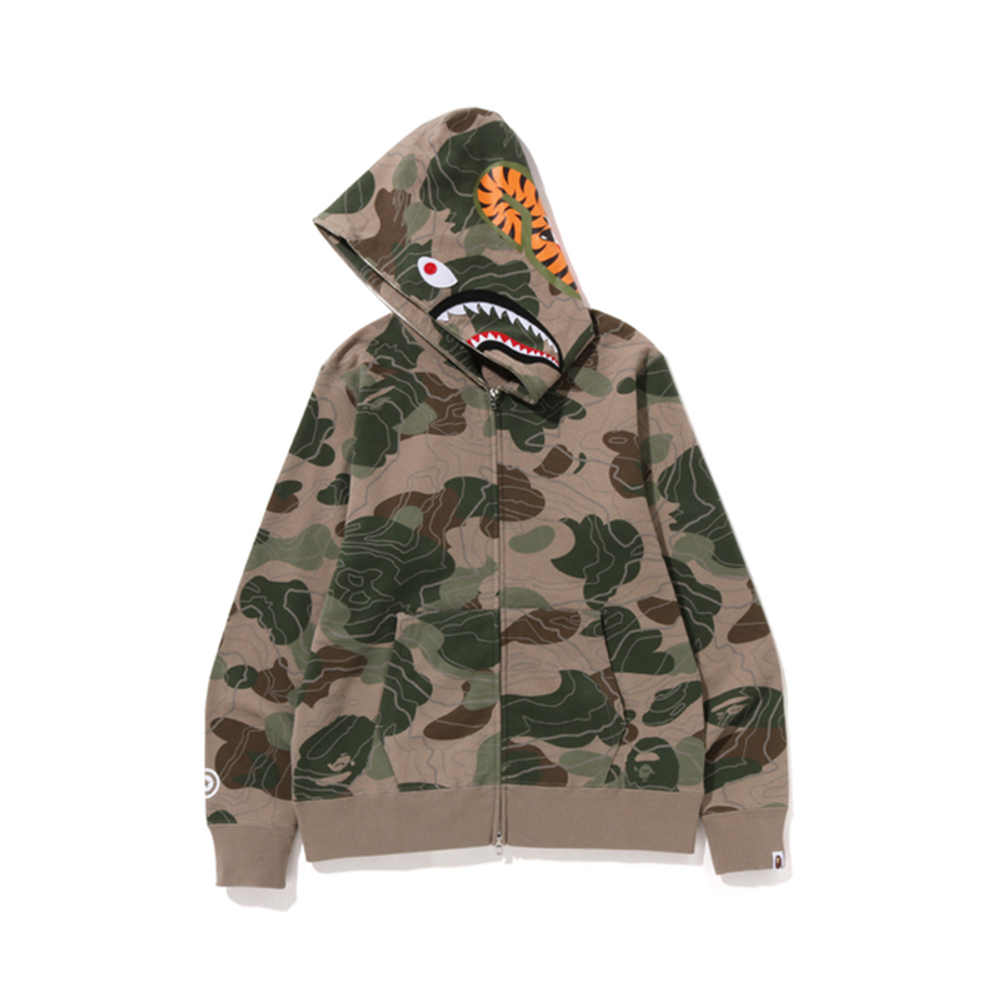 A Bathing Ape Layered Line Camo Shark Full Zip Худи