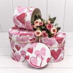 Коробка 18х17 см Набор 3 шт "Сердца" (Белый, Розовый)