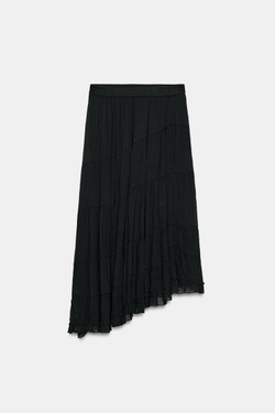 ZARA АСИММЕТРИЧНАЯ ЮБКА МИДИ, ЧЕРНЫЙ