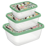 Комплект контейнеров 3шт (0,5л+0,85л+1,5л) с декором (зеленый)