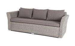 "Капучино" диван из искусственного ротанга (гиацинт) трехместный с подушками, цвет серый