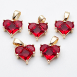 Подвеска Сердце, цвет золото+красный, размер 10 мм, цена за 1 шт