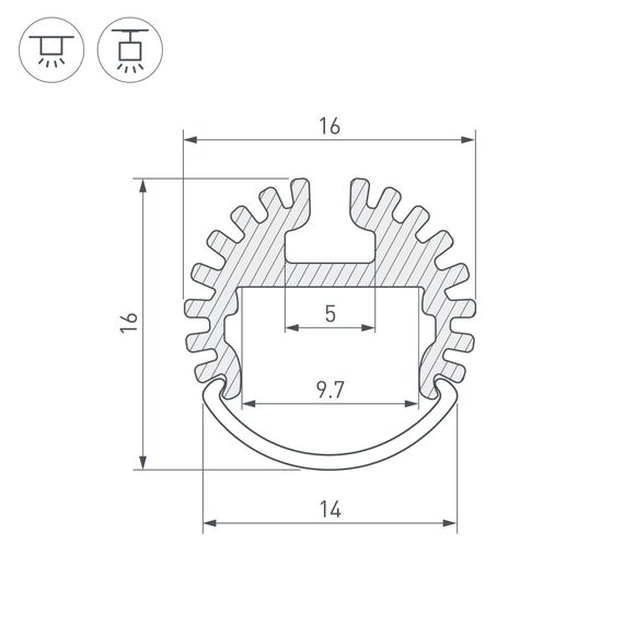 Встраиваемый профиль ARH-ROUND-D16-2000 ANOD 039217