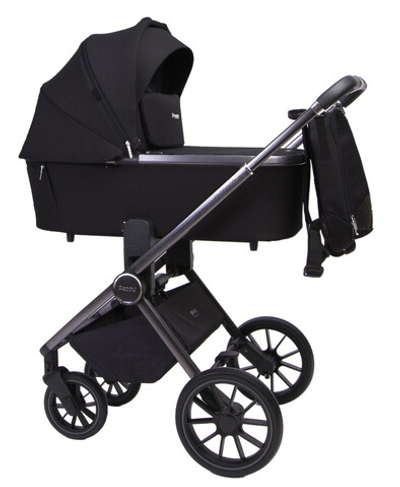 Детская коляска Peppy Monaco GP 2 в 1 Black черный, рама темно-серая