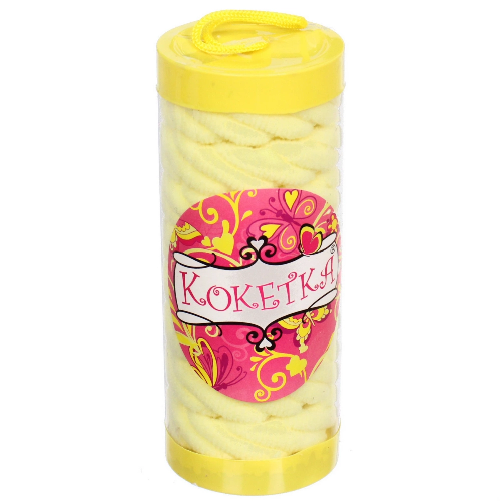 Резинки для волос детские в тубе 8шт «ЗАБАВА», косичка, цвет лимонный, d-4см (наклейка Кокетка)