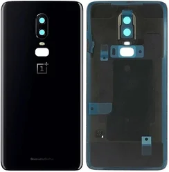 Задняя крышка для OnePlus 6 черная глянцевая (Mirror Black) со стеклом камеры