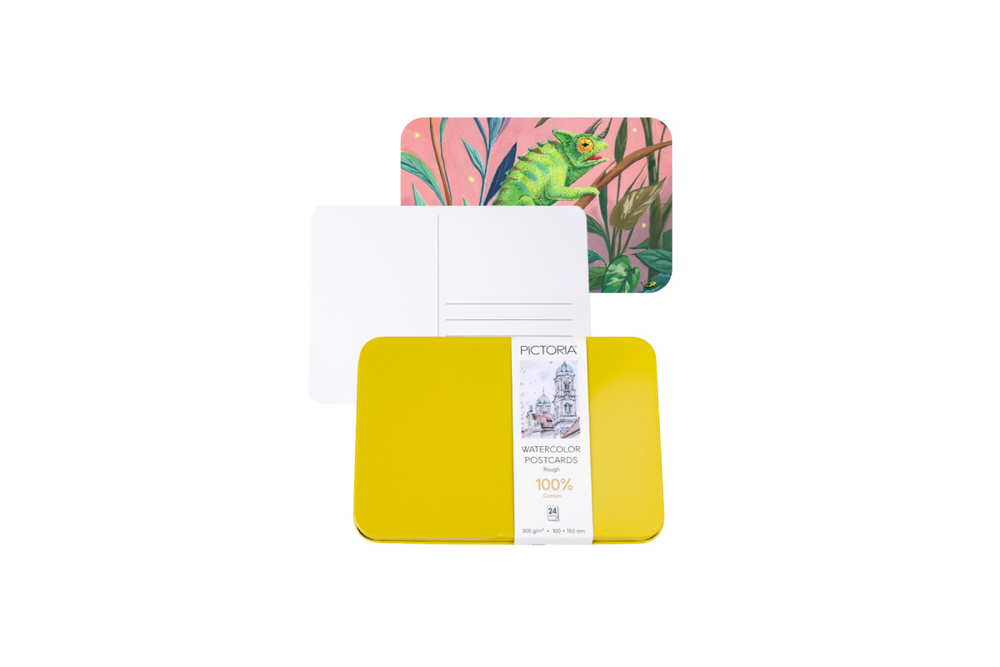 Набор открыток акварельной бумаги Pictoria, 100% хлопок, 300 гр/м.кв, 24шт., крупнозернистая, 100x150мм
