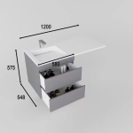 Тумба подвесная "Даллас ЛЕОН 120", Люкс серая, PLUS (левая)